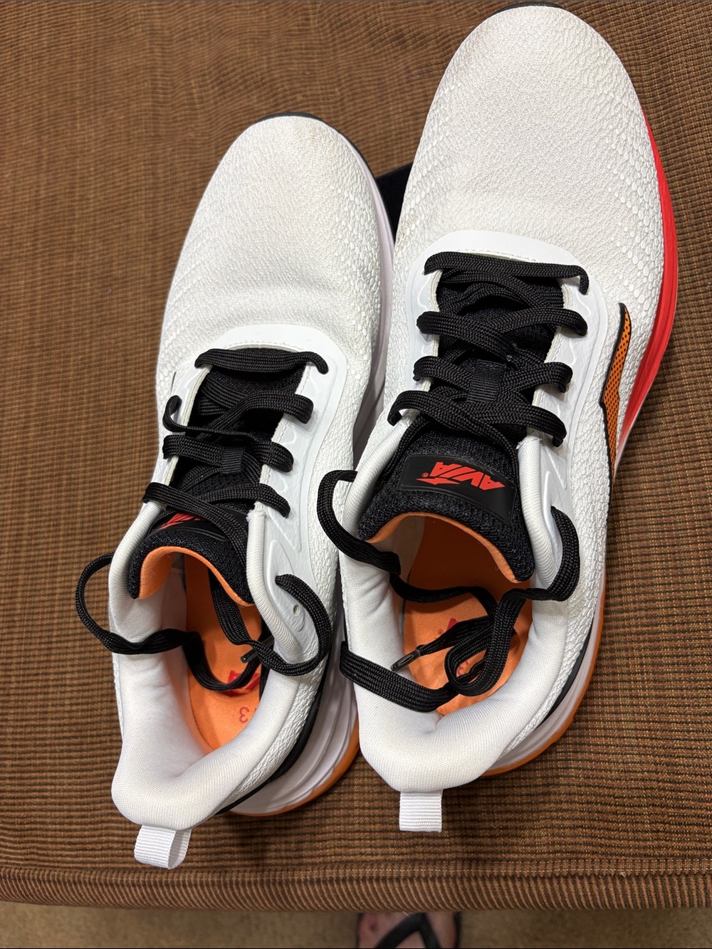 Avia White Sneakers with Black Laces and Orange Accents